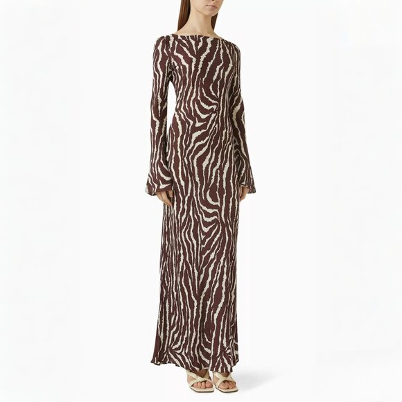 Realisation Par The Gia Bell-Sleeve Maxi Dress in Silk Jianhong Crepe - Picture 2 of 12